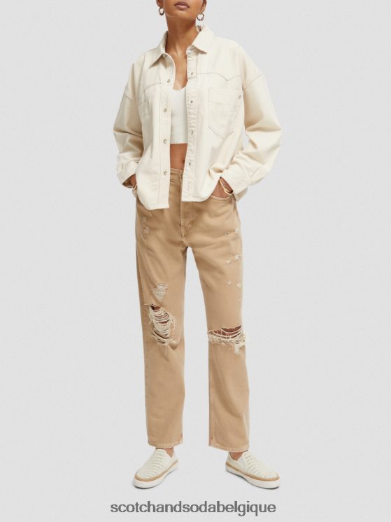 vêtements Scotch & Soda chemise en jean oversize western- Scotch and Soda Belgique écru délavé 6BZRBF56