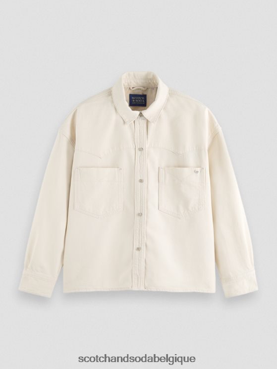 vêtements Scotch & Soda chemise en jean oversize western- Scotch and Soda Belgique écru délavé 6BZRBF56