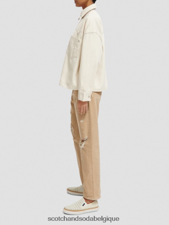 vêtements Scotch & Soda chemise en jean oversize western- Scotch and Soda Belgique écru délavé 6BZRBF56