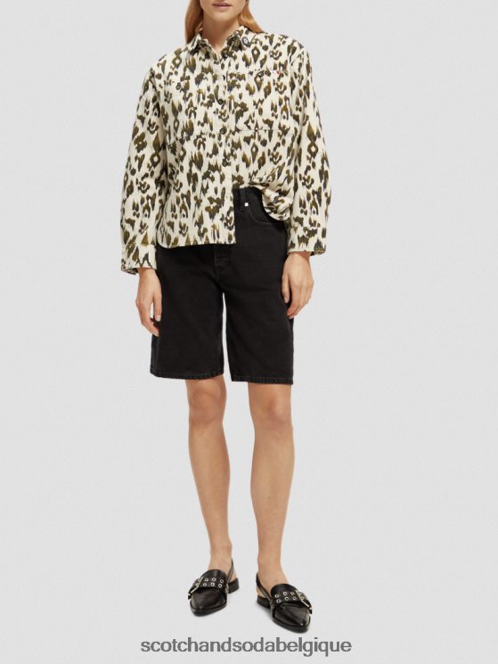 vêtements Scotch & Soda chemise militaire- Scotch and Soda Belgique vert armée ikat brossé 6BZRBF47