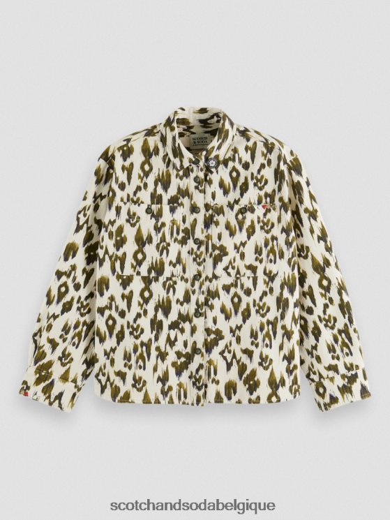 vêtements Scotch & Soda chemise militaire- Scotch and Soda Belgique vert armée ikat brossé 6BZRBF47