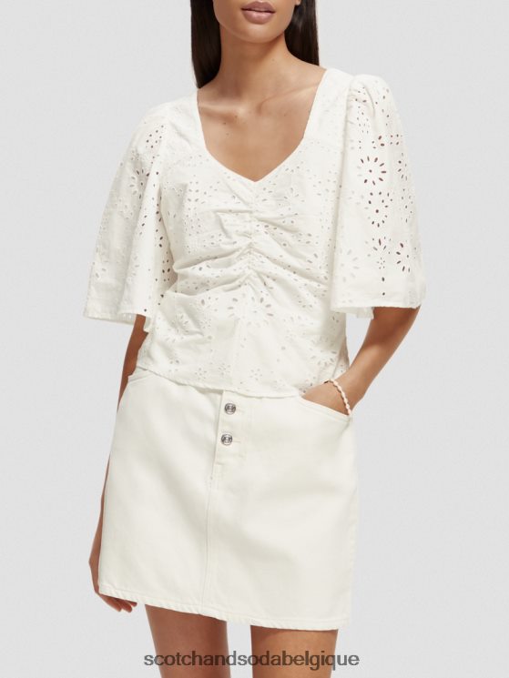 vêtements Scotch & Soda haut en coton biologique à manches flottantes- Scotch and Soda femme blanc 6BZRBF50
