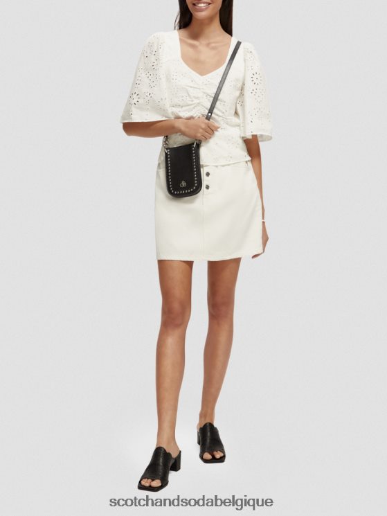 vêtements Scotch & Soda haut en coton biologique à manches flottantes- Scotch and Soda femme blanc 6BZRBF50