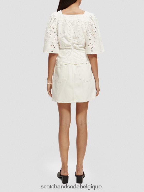 vêtements Scotch & Soda haut en coton biologique à manches flottantes- Scotch and Soda femme blanc 6BZRBF50