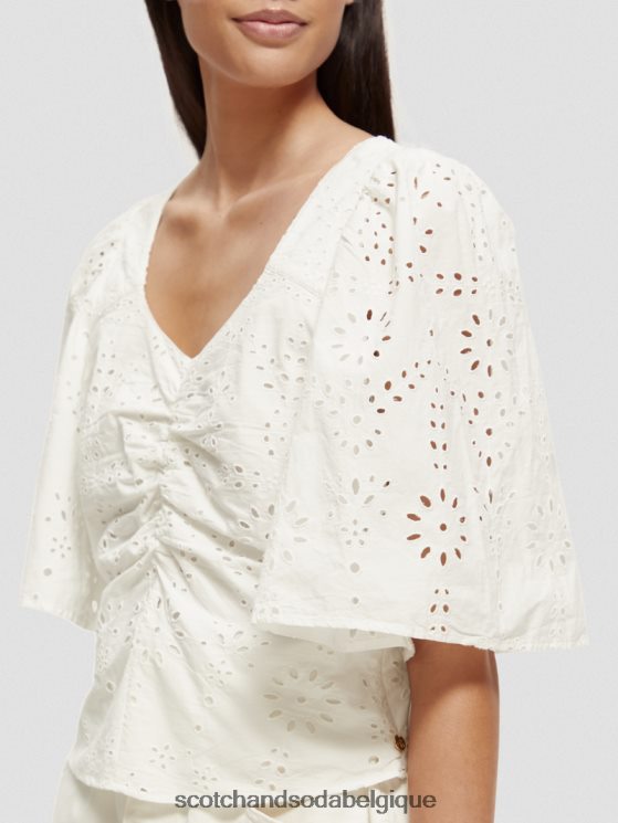 vêtements Scotch & Soda haut en coton biologique à manches flottantes- Scotch and Soda femme blanc 6BZRBF50