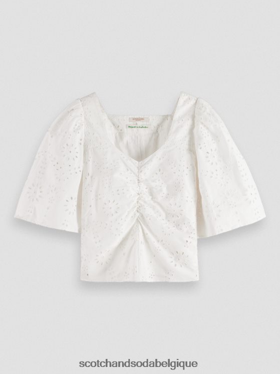 vêtements Scotch & Soda haut en coton biologique à manches flottantes- Scotch and Soda femme blanc 6BZRBF50