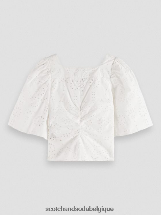 vêtements Scotch & Soda haut en coton biologique à manches flottantes- Scotch and Soda femme blanc 6BZRBF50
