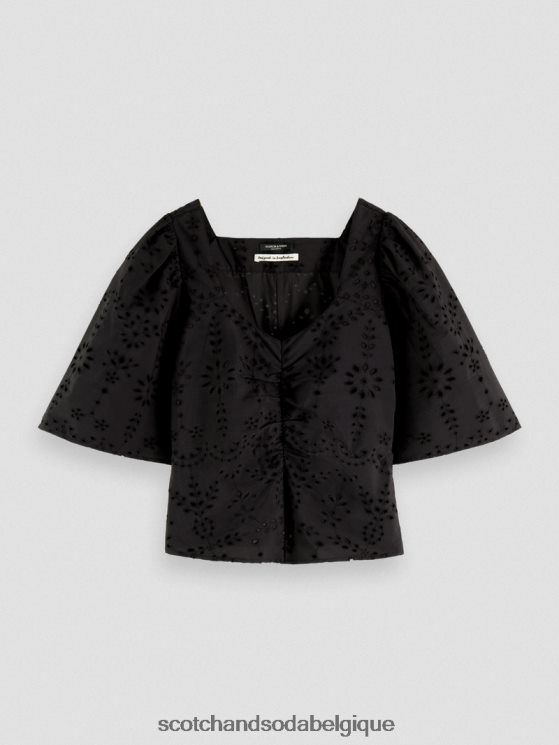 vêtements Scotch & Soda haut en coton biologique à manches flottantes- Scotch and Soda parfum noir 6BZRBF52