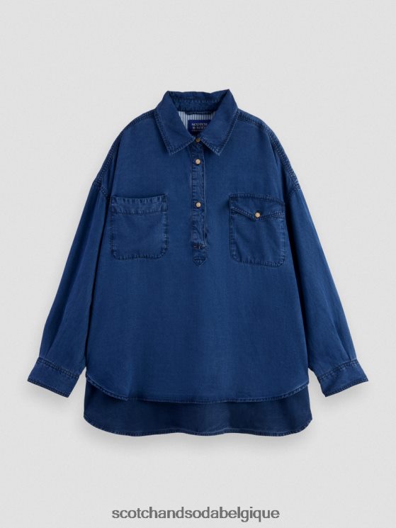 vêtements Scotch & Soda surchemise indigo délavé- Scotch and Soda shop near me indigo lavé 6BZRBF45