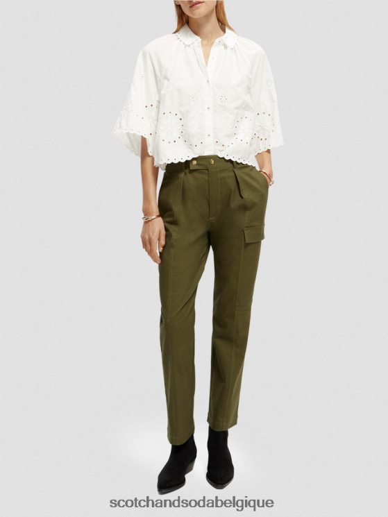 vêtements Scotch & Soda top court à broderie anglaise- Scotch and Soda Namur blanc 6BZRBF40