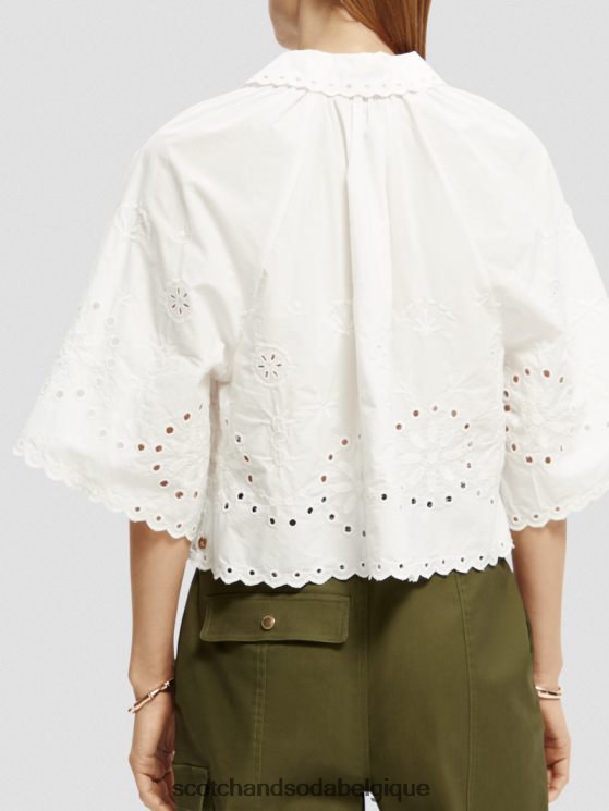 vêtements Scotch & Soda top court à broderie anglaise- Scotch and Soda Namur blanc 6BZRBF40