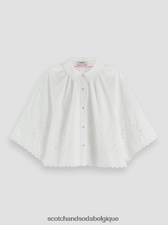 vêtements Scotch & Soda top court à broderie anglaise- Scotch and Soda Namur blanc 6BZRBF40