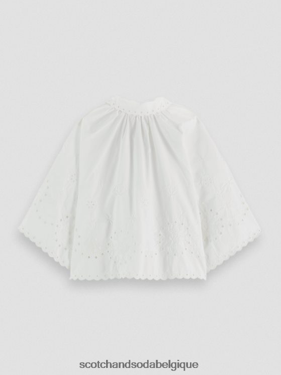 vêtements Scotch & Soda top court à broderie anglaise- Scotch and Soda Namur blanc 6BZRBF40