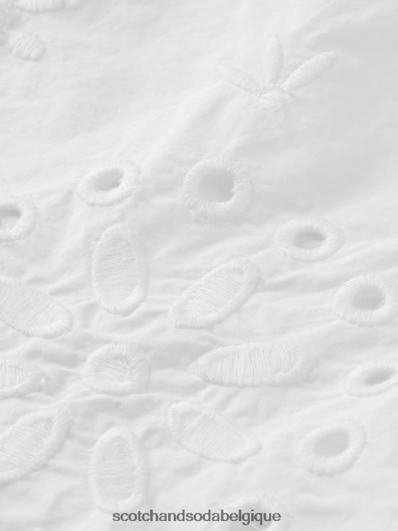 vêtements Scotch & Soda top court à broderie anglaise- Scotch and Soda Namur blanc 6BZRBF40