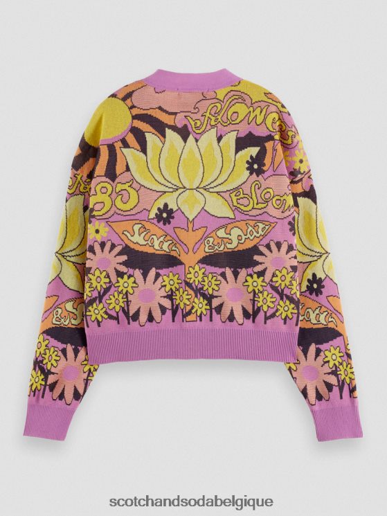 vêtements Scotch & Soda cardigan à col en V en jacquard- Scotch and Soda Bruxelles orchidée rose 6BZRBF129