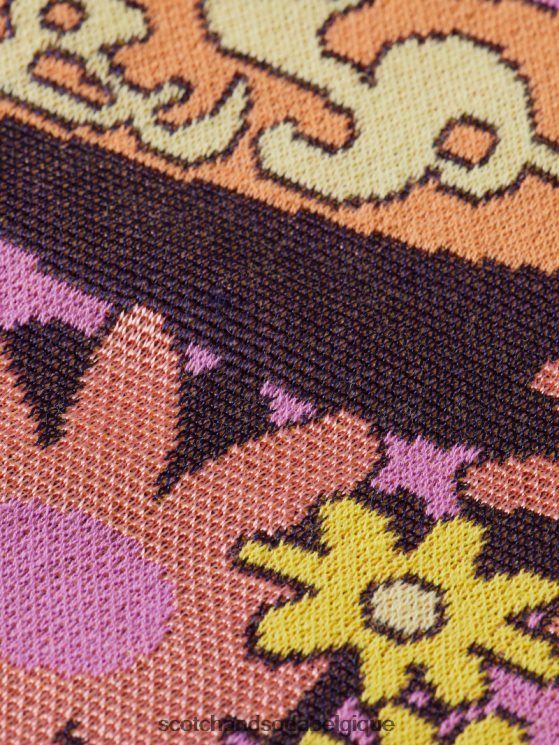 vêtements Scotch & Soda cardigan à col en V en jacquard- Scotch and Soda Bruxelles orchidée rose 6BZRBF129