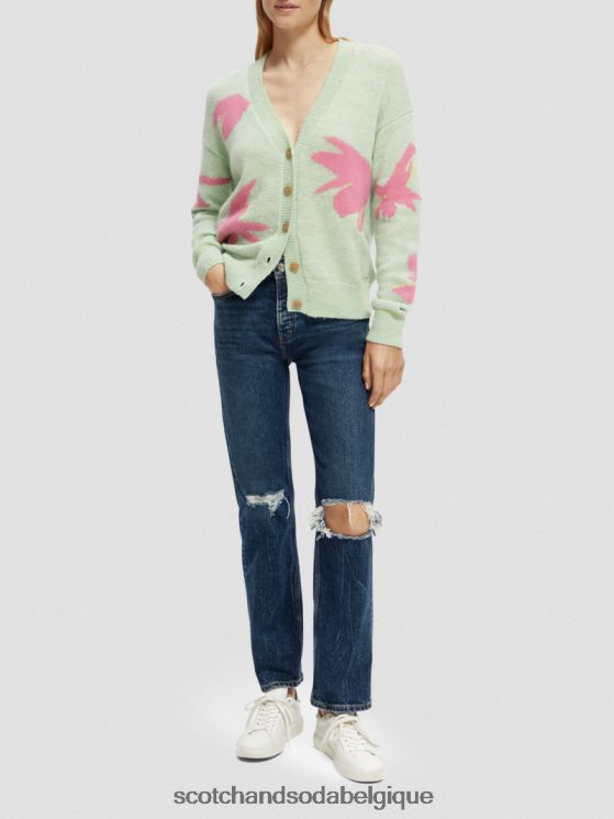 vêtements Scotch & Soda cardigan coupe boxy en maille intarsia- Scotch and Soda outlet combiner un 6BZRBF127