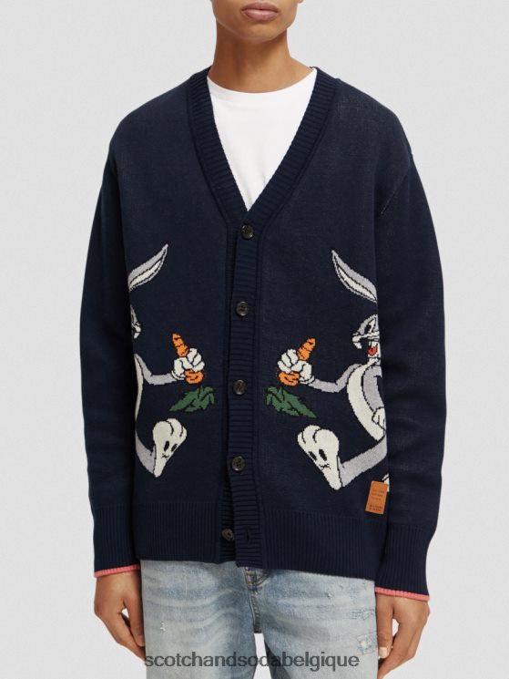 vêtements Scotch & Soda cardigan en coton biologique brodé looney tunes- Scotch and Soda shop near me nuit 6BZRBF126