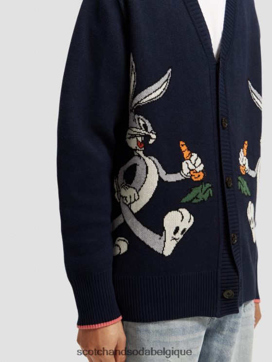 vêtements Scotch & Soda cardigan en coton biologique brodé looney tunes- Scotch and Soda shop near me nuit 6BZRBF126