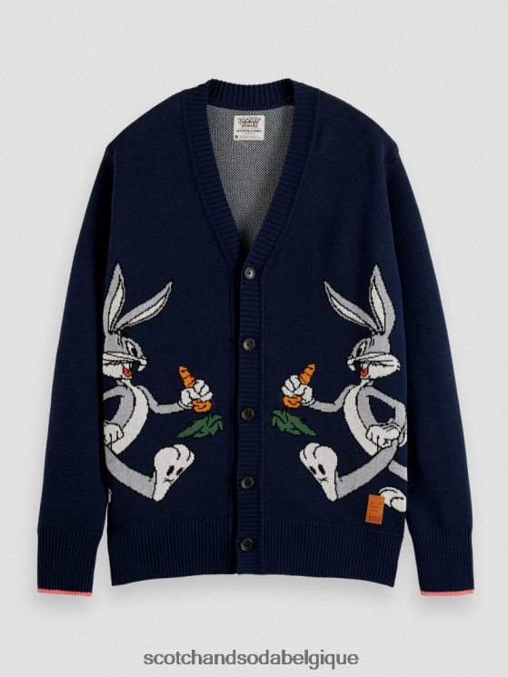 vêtements Scotch & Soda cardigan en coton biologique brodé looney tunes- Scotch and Soda shop near me nuit 6BZRBF126