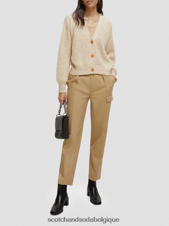 vêtements Scotch & Soda cardigan en maille côtelée à col en V- Scotch and Soda Belgique sable blanc 6BZRBF128