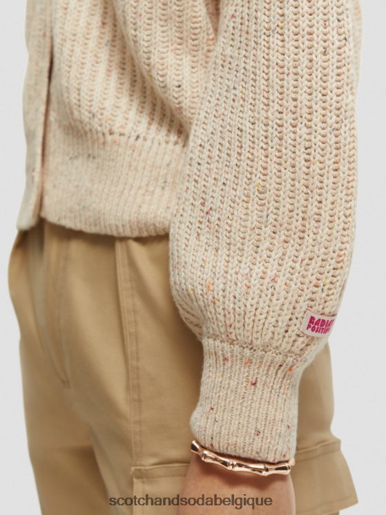 vêtements Scotch & Soda cardigan en maille côtelée à col en V- Scotch and Soda Belgique sable blanc 6BZRBF128