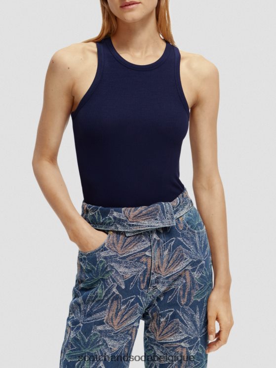 vêtements Scotch & Soda débardeur à dos nageur en coton biologique- Scotch and Soda Belgique marine 6BZRBF83