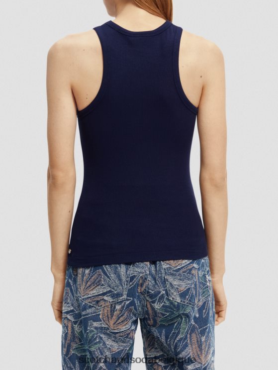 vêtements Scotch & Soda débardeur à dos nageur en coton biologique- Scotch and Soda Belgique marine 6BZRBF83