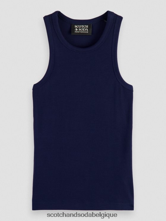 vêtements Scotch & Soda débardeur à dos nageur en coton biologique- Scotch and Soda Belgique marine 6BZRBF83