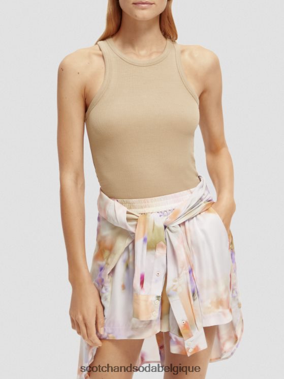 vêtements Scotch & Soda débardeur à dos nageur en coton biologique- Scotch and Soda Liﾨﾨge kaki 6BZRBF87
