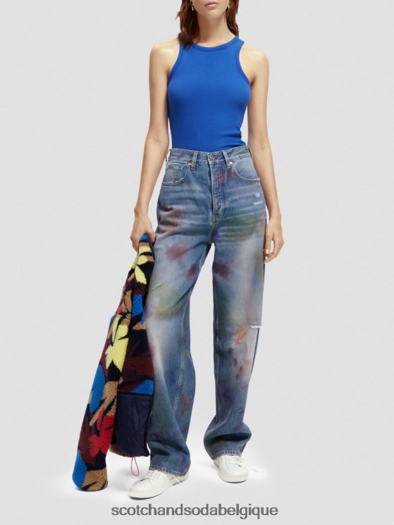 vêtements Scotch & Soda débardeur à dos nageur en coton biologique- Scotch and Soda Namur bleu vif 6BZRBF85