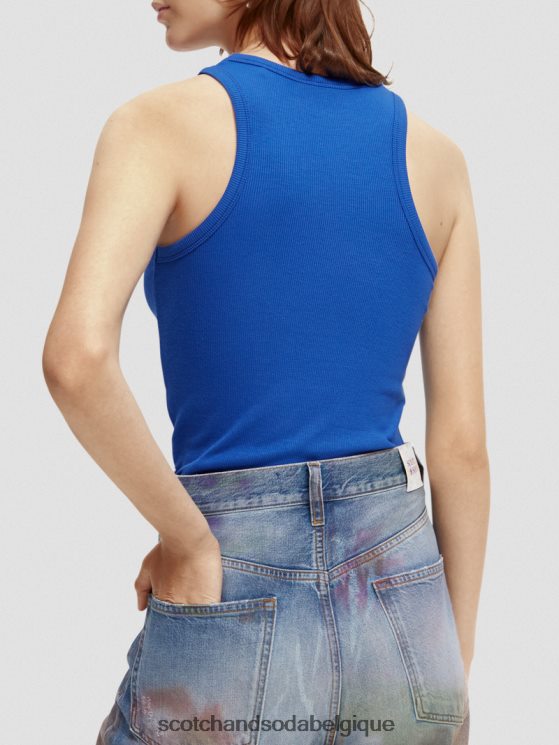 vêtements Scotch & Soda débardeur à dos nageur en coton biologique- Scotch and Soda Namur bleu vif 6BZRBF85