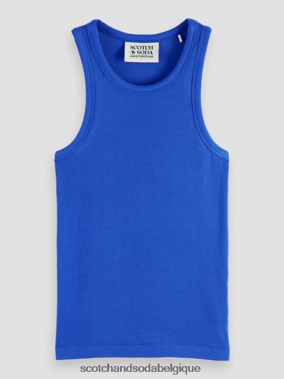 vêtements Scotch & Soda débardeur à dos nageur en coton biologique- Scotch and Soda Namur bleu vif 6BZRBF85