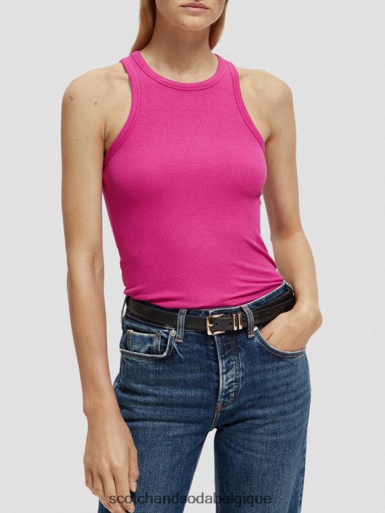 vêtements Scotch & Soda débardeur à dos nageur en coton biologique- Scotch and Soda femme fuchsia 6BZRBF86