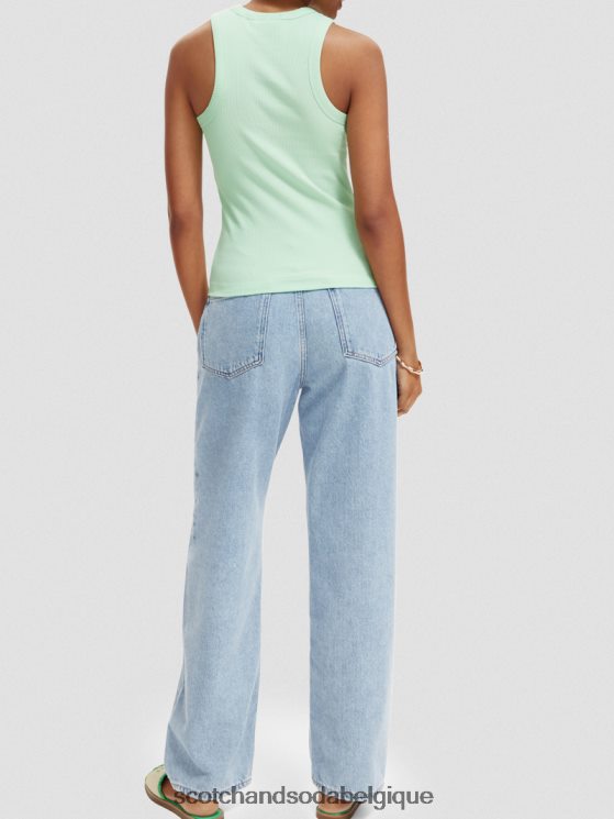 vêtements Scotch & Soda débardeur à dos nageur en maille côtelée- Scotch and Soda Bruxelles frêne vert 6BZRBF111