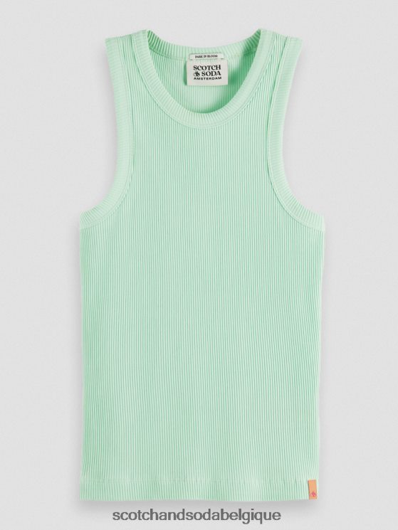 vêtements Scotch & Soda débardeur à dos nageur en maille côtelée- Scotch and Soda Bruxelles frêne vert 6BZRBF111