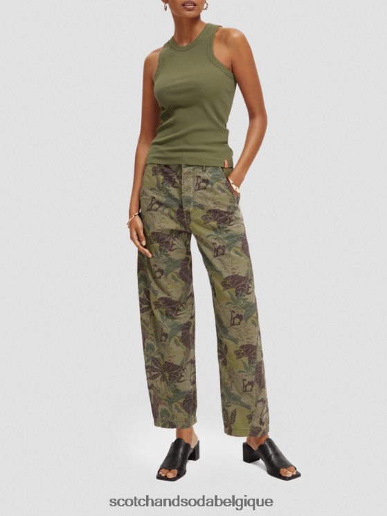 vêtements Scotch & Soda débardeur à dos nageur en maille côtelée- Scotch and Soda outlet vert olive 6BZRBF109