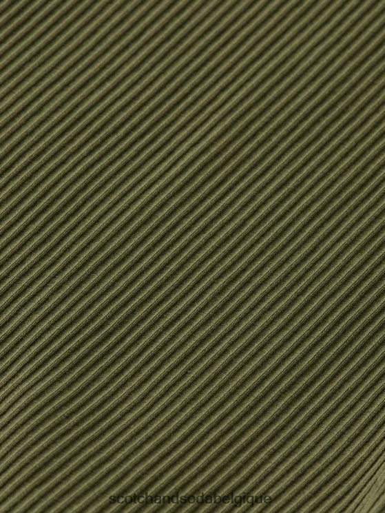 vêtements Scotch & Soda débardeur à dos nageur en maille côtelée- Scotch and Soda outlet vert olive 6BZRBF109