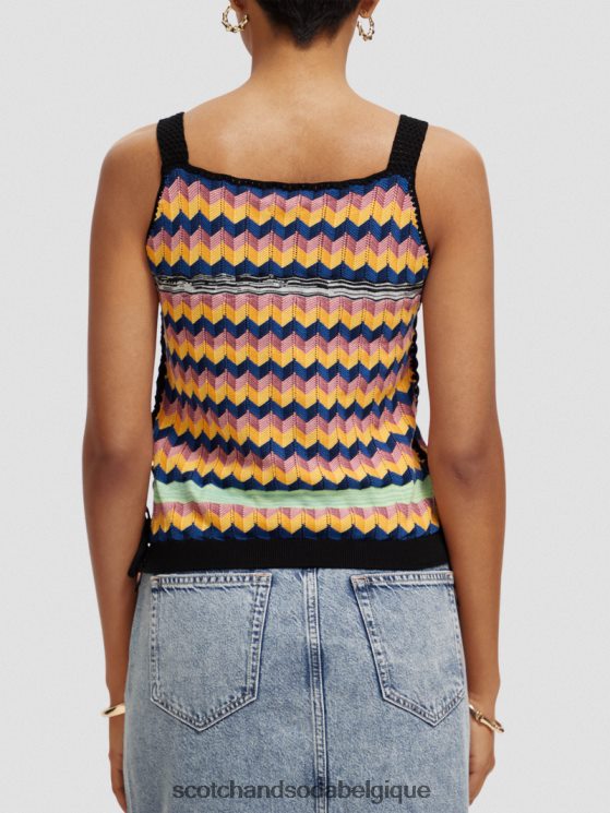 vêtements Scotch & Soda débardeur en maille de coton biologique- Scotch and Soda shop online multi-rayures 6BZRBF125