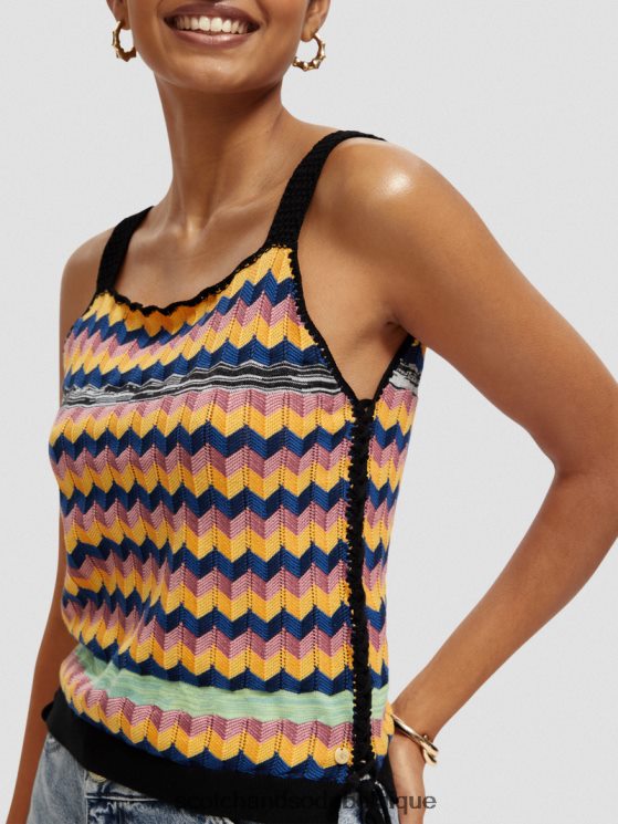 vêtements Scotch & Soda débardeur en maille de coton biologique- Scotch and Soda shop online multi-rayures 6BZRBF125