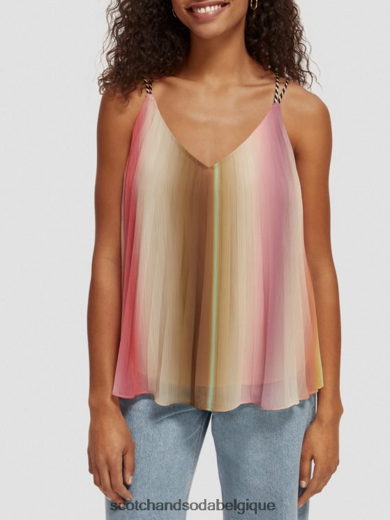 vêtements Scotch & Soda débardeur plissé à col en V- Scotch and Soda shop online ombre arc-en-ciel 6BZRBF116