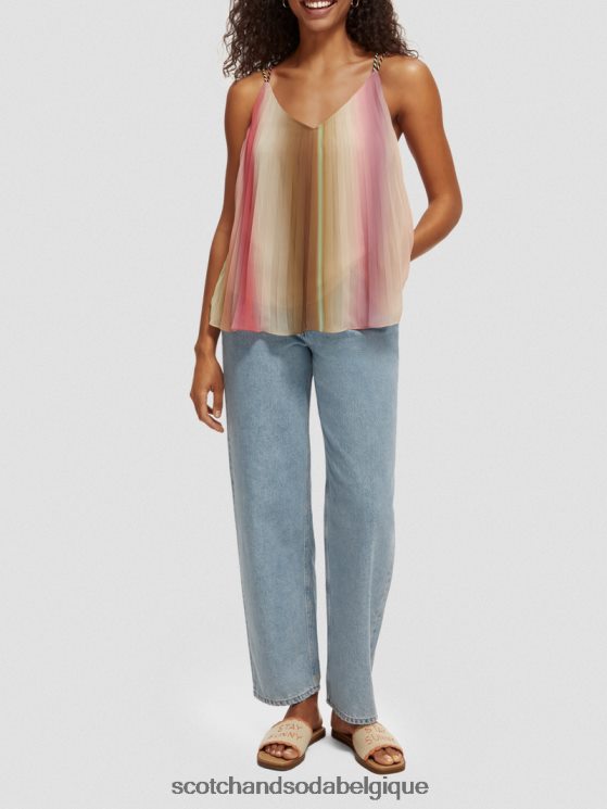 vêtements Scotch & Soda débardeur plissé à col en V- Scotch and Soda shop online ombre arc-en-ciel 6BZRBF116