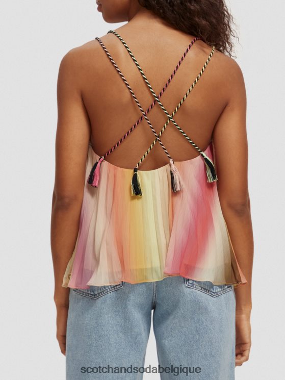 vêtements Scotch & Soda débardeur plissé à col en V- Scotch and Soda shop online ombre arc-en-ciel 6BZRBF116