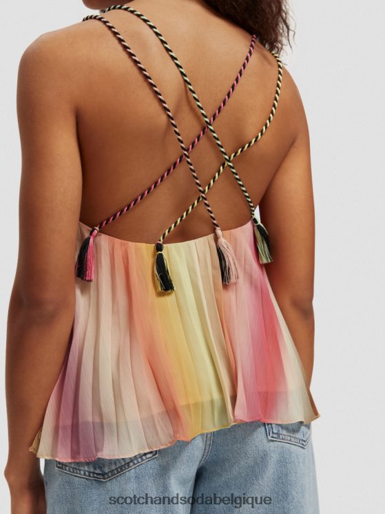 vêtements Scotch & Soda débardeur plissé à col en V- Scotch and Soda shop online ombre arc-en-ciel 6BZRBF116