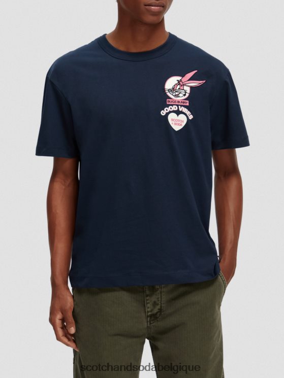 vêtements Scotch & Soda looney tunes t-shirt graphique brodé biologique- Scotch and Soda Namur nuit 6BZRBF58