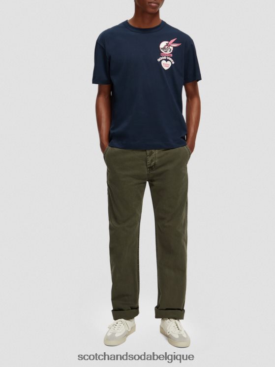 vêtements Scotch & Soda looney tunes t-shirt graphique brodé biologique- Scotch and Soda Namur nuit 6BZRBF58
