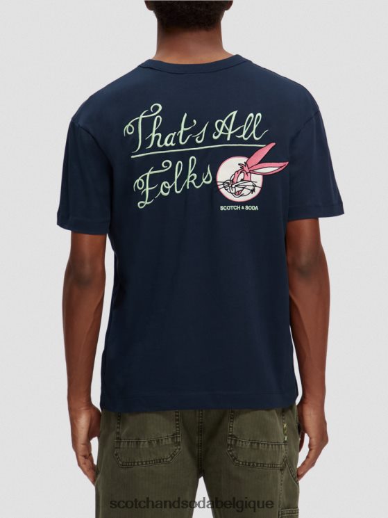 vêtements Scotch & Soda looney tunes t-shirt graphique brodé biologique- Scotch and Soda Namur nuit 6BZRBF58