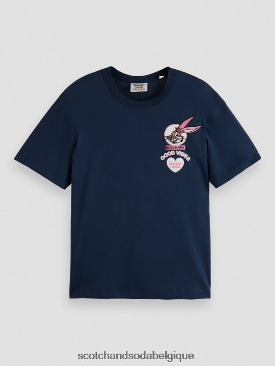vêtements Scotch & Soda looney tunes t-shirt graphique brodé biologique- Scotch and Soda Namur nuit 6BZRBF58