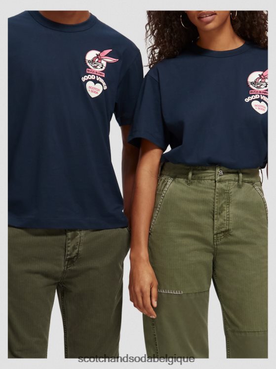 vêtements Scotch & Soda looney tunes t-shirt graphique brodé biologique- Scotch and Soda Namur nuit 6BZRBF58