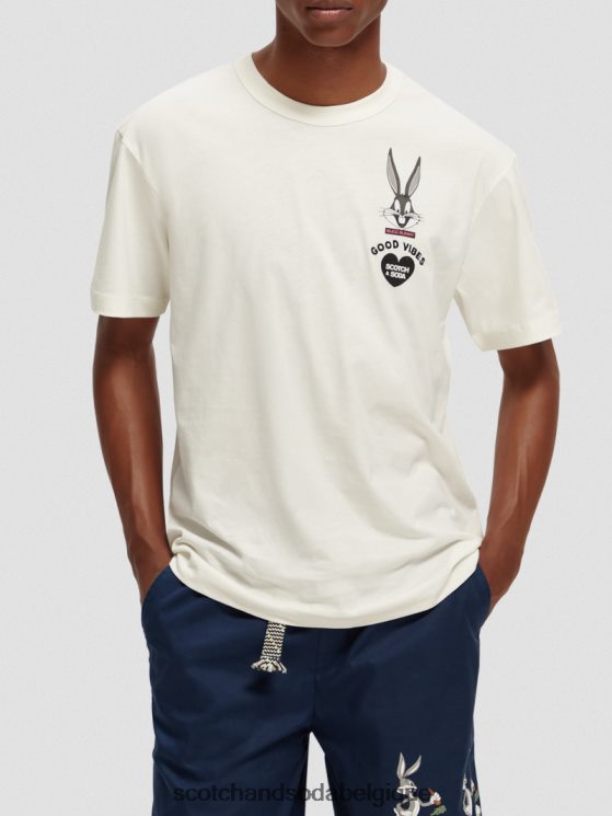 vêtements Scotch & Soda looney tunes t-shirt graphique brodé biologique- Scotch and Soda femme blanc cassé 6BZRBF59